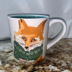Angela Staehling By Magenta Sketchbook Series Fox Wearing Green Scarf Large Mug.